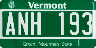 VT license plate ANH193