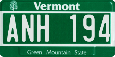 VT license plate ANH194