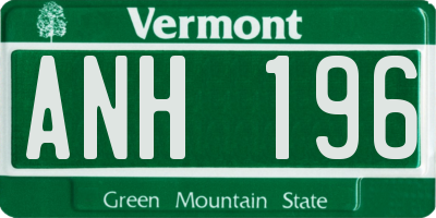 VT license plate ANH196