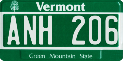 VT license plate ANH206
