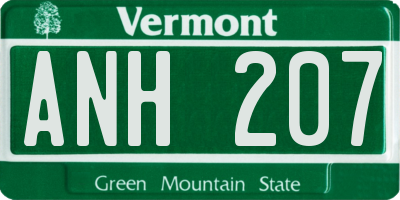 VT license plate ANH207