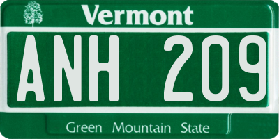 VT license plate ANH209