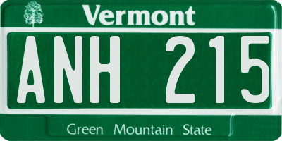 VT license plate ANH215
