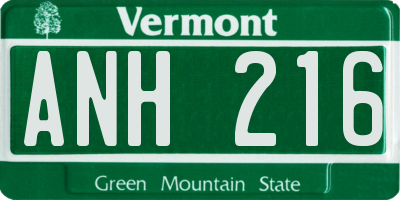 VT license plate ANH216