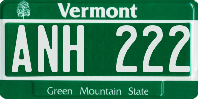 VT license plate ANH222