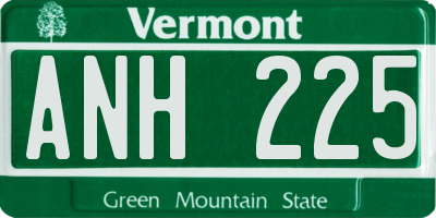VT license plate ANH225
