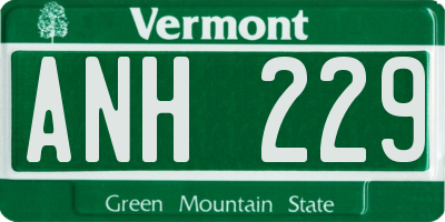 VT license plate ANH229