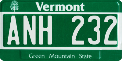 VT license plate ANH232