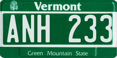 VT license plate ANH233