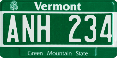 VT license plate ANH234
