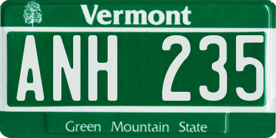 VT license plate ANH235