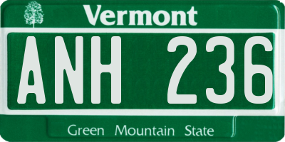 VT license plate ANH236