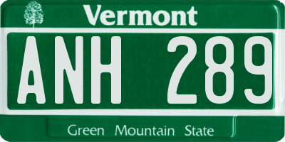 VT license plate ANH289