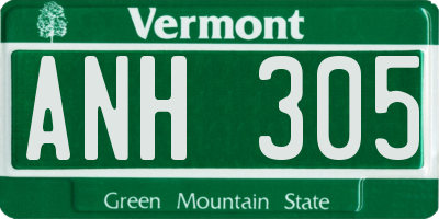 VT license plate ANH305