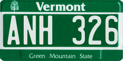 VT license plate ANH326