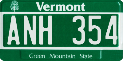 VT license plate ANH354