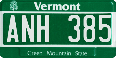 VT license plate ANH385