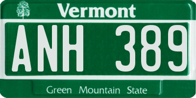 VT license plate ANH389