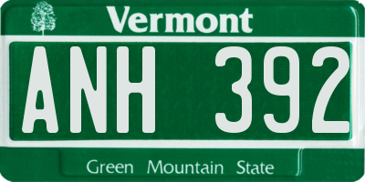 VT license plate ANH392