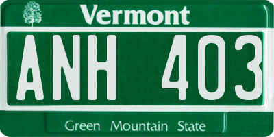 VT license plate ANH403