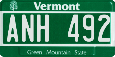 VT license plate ANH492