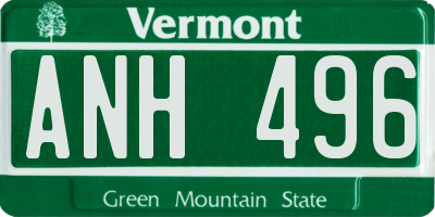 VT license plate ANH496