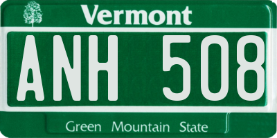 VT license plate ANH508