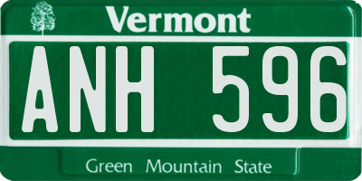 VT license plate ANH596