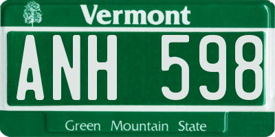 VT license plate ANH598