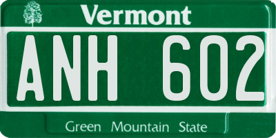 VT license plate ANH602