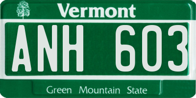 VT license plate ANH603