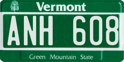 VT license plate ANH608