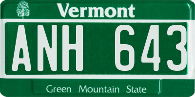 VT license plate ANH643