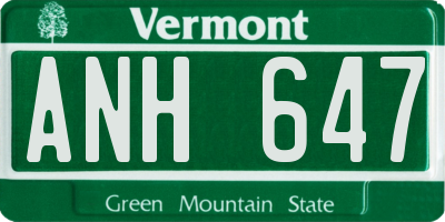 VT license plate ANH647