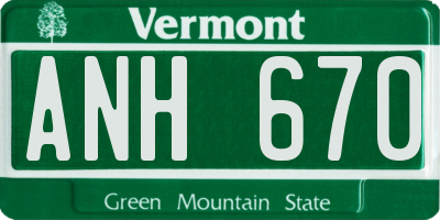 VT license plate ANH670