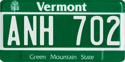 VT license plate ANH702