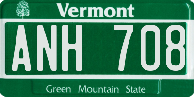 VT license plate ANH708