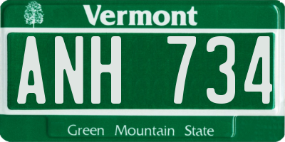 VT license plate ANH734