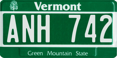 VT license plate ANH742