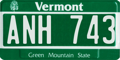 VT license plate ANH743