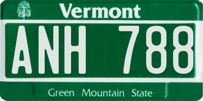 VT license plate ANH788