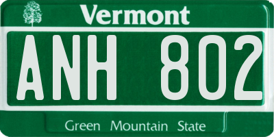 VT license plate ANH802