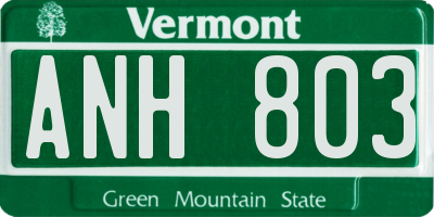 VT license plate ANH803