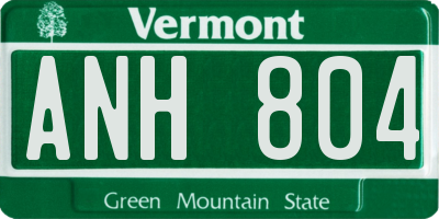 VT license plate ANH804