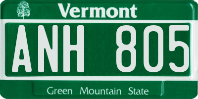 VT license plate ANH805