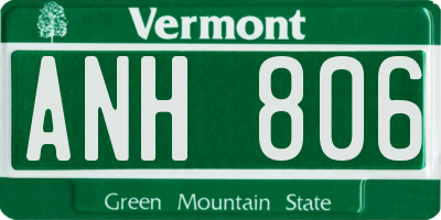 VT license plate ANH806