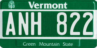 VT license plate ANH822