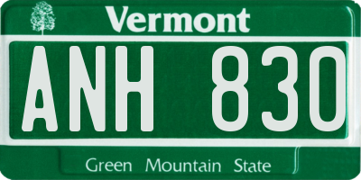VT license plate ANH830