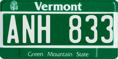 VT license plate ANH833