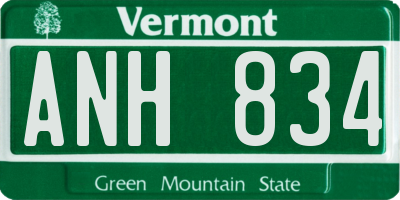 VT license plate ANH834
